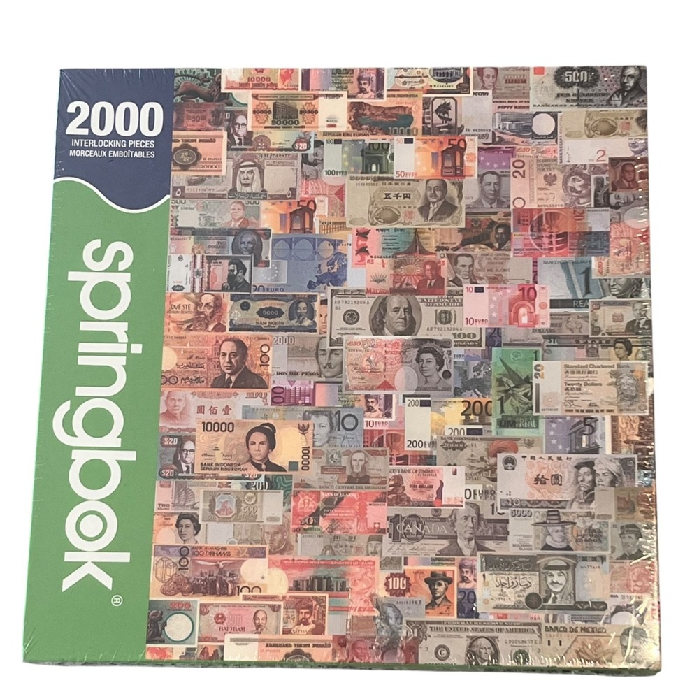 Springbok Puzzle 2007 Color of Money World Currency 2000 Piece 34x42.5in Sealed